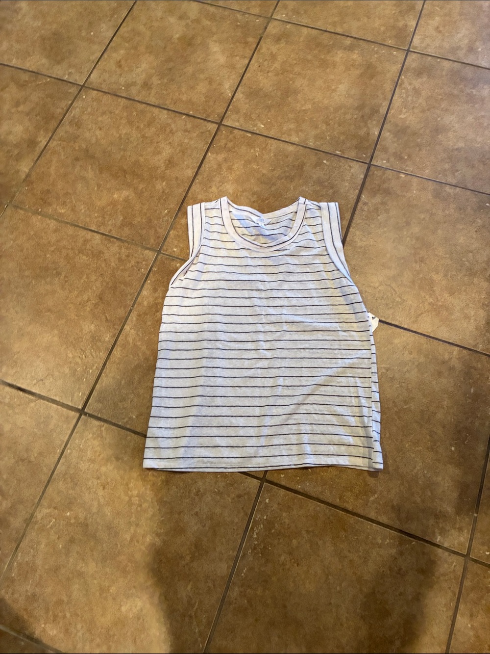 Kids' Sleeveless Striped Tank Top - Light Gray & Navy